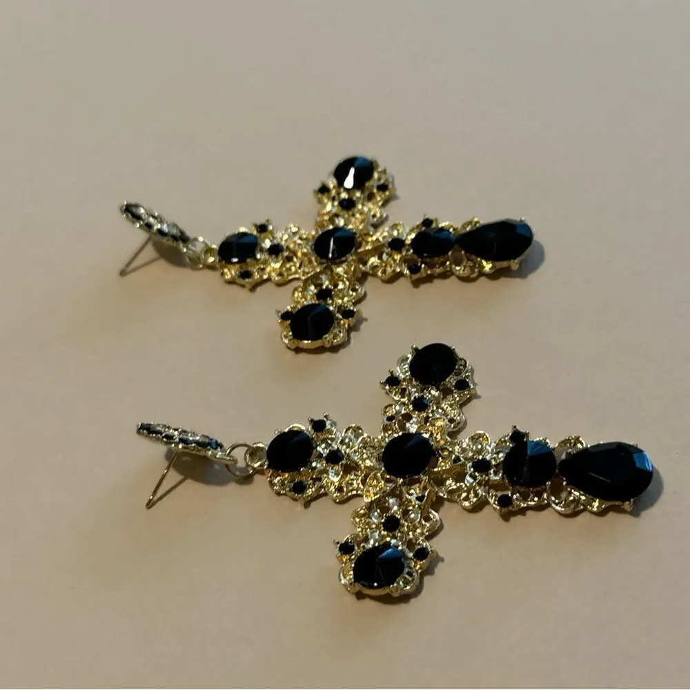 Vintage cross earrings N1159